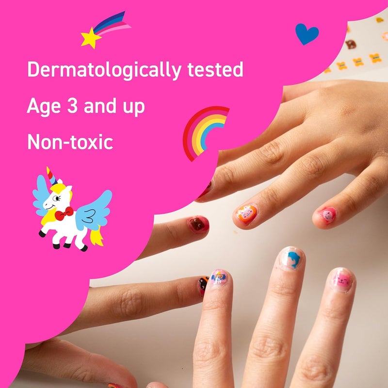 omY Unicorn Nail Stickers for Kids - 200 Stickers, Waterproof, Durable, Fun, Creative Designs | Strong Enough to Last Through Hand Washing - Easy to Apply, Safe, Non-Toxic | Age 3 and Up - Image 4